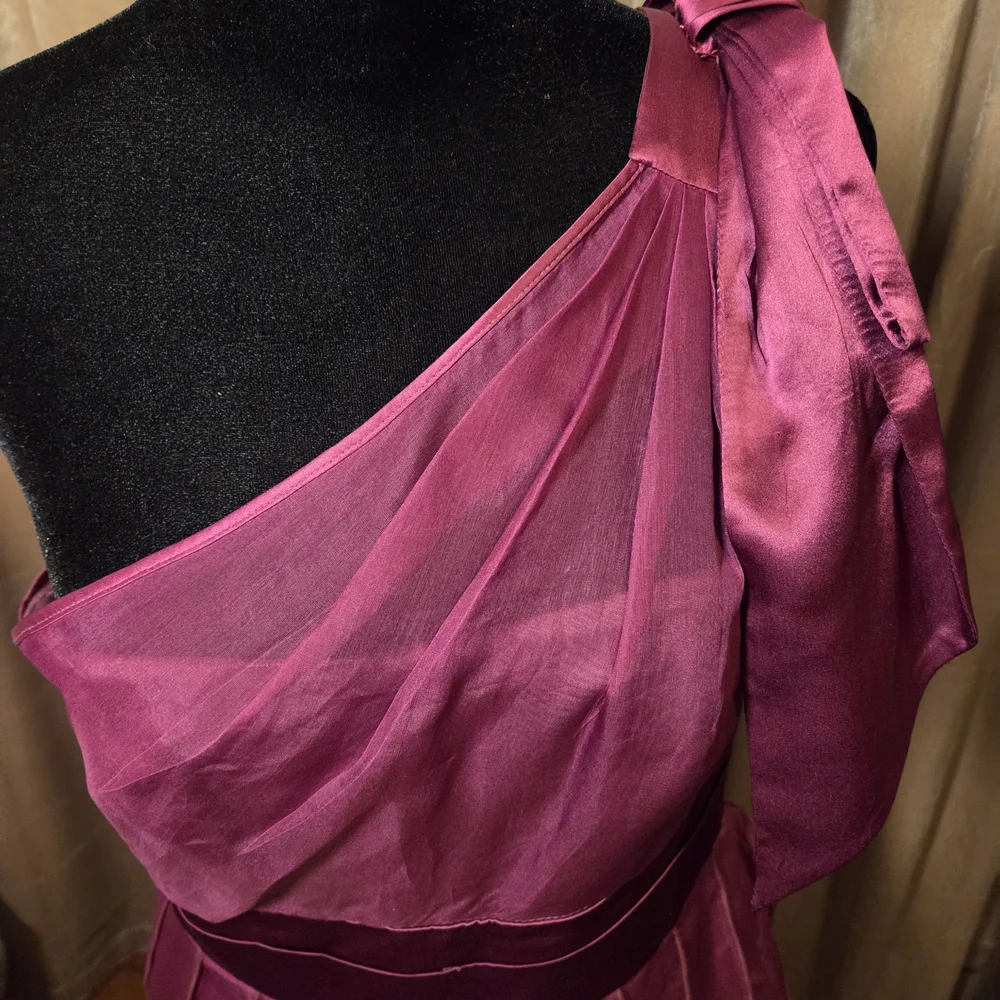 Phoebe Couture One-Shoulder Fuchsia Dress - Picture 2 of 6